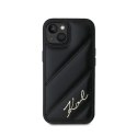 Karl Lagerfeld Diagonal Quilted Script - Case for iPhone 14 / 15 / 13 (Black)