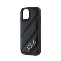 Karl Lagerfeld Diagonal Quilted Script - Case for iPhone 14 / 15 / 13 (Black)