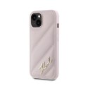 Karl Lagerfeld Diagonal Quilted Script - Case for iPhone 14 / 15 / 13 (Pink)