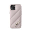 Karl Lagerfeld Diagonal Quilted Script - Case for iPhone 14 / 15 / 13 (Pink)