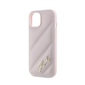 Karl Lagerfeld Diagonal Quilted Script - Case for iPhone 14 / 15 / 13 (Pink)