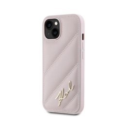 Karl Lagerfeld Diagonal Quilted Script - Case for iPhone 15 / 14 / 13 (Pink)