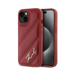 Karl Lagerfeld Diagonal Quilted Script - Case for iPhone 15 / 14 / 13 (Red)