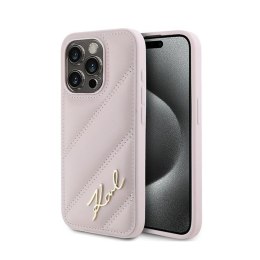 Karl Lagerfeld Diagonal Quilted Script - Case for iPhone 15 Pro (Pink)