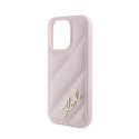 Karl Lagerfeld Diagonal Quilted Script - Case for iPhone 15 Pro (Pink)