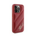 Karl Lagerfeld Diagonal Quilted Script - Case for iPhone 15 Pro (Red)