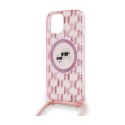 Karl Lagerfeld IML Crossbody Monogram Karl & Choupette Head MagSafe - Case for iPhone 15 / 14 / 13 (Pink)