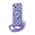 Karl Lagerfeld IML Crossbody Monogram Karl & Choupette Head MagSafe - Case for iPhone 15 / 14 / 13 (Purple)