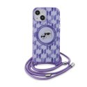 Karl Lagerfeld IML Crossbody Monogram Karl & Choupette Head MagSafe - Case for iPhone 15 / 14 / 13 (Purple)