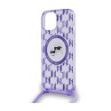 Karl Lagerfeld IML Crossbody Monogram Karl & Choupette Head MagSafe - Case for iPhone 15 / 14 / 13 (Purple)