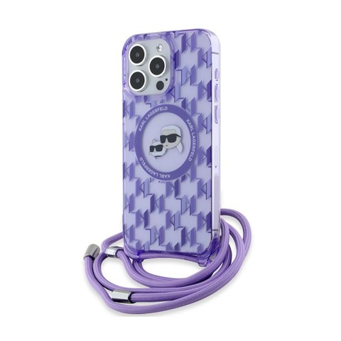 Karl Lagerfeld IML Crossbody Monogram Karl & Choupette Head MagSafe - Case for iPhone 15 Pro Max (Purple)