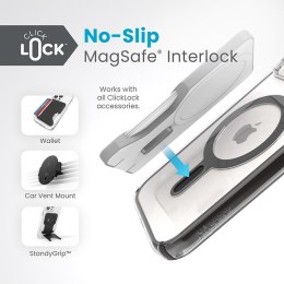 Speck Presidio Perfect-Clear ClickLock & Magsafe - Case for iPhone 15 / iPhone 14 / iPhone 13 (Clear / Frosted Black / Slate Gre