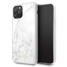 Guess Marble Tempered Glass Hardcase - Case iPhone 11 Pro (white)