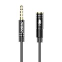 Dudao 4 polowy kabel przewód przedłużacz AUX do słuchawek z mikrofonem 3,5 mm mini jack black