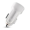 Dudao zestaw samochodowa ładowarka 2x USB 2.4A + kabel przewód USB 3w1 Lightning / Typ C / micro USB biały (R7 white)