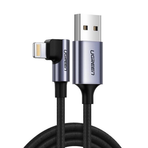 Kabel Ugreen US299 60521 kątowy Lightning / USB-A MFi 2.4A 1m - czarny