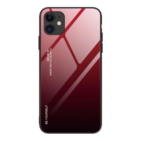 Gradient Glass etui pokrowiec nakładka ze szkła hartowanego iPhone 12 mini czarno-czerwony