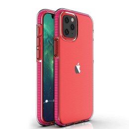 Spring Case pokrowiec żelowe etui z kolorową ramką do iPhone 12 mini ciemnoróżowy