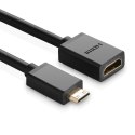 Ugreen kabel adapter przejściówka HDMI (żeński) - mini HDMI (męski) 4K 60 Hz Ethernet HEC ARC audio 32 kanały 22 cm czarny (2013