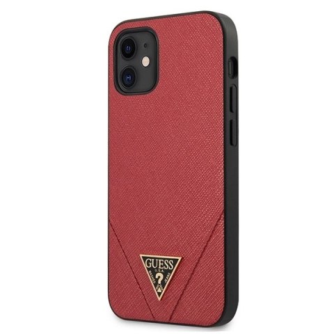 Etui Guess Saffiano na iPhone 12 mini - czerwone Saffiano