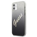 Etui Guess Glitter Gradient Script na iPhone 12 mini - czarne