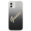 Etui Guess Glitter Gradient Script na iPhone 12 mini - czarne