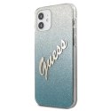 Etui Guess Glitter Gradient Script na iPhone 12 mini - niebieskie