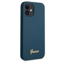 Etui Guess Metal Logo Script na iPhone 12 mini - niebieskie