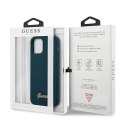 Etui Guess Metal Logo Script na iPhone 12 mini - niebieskie