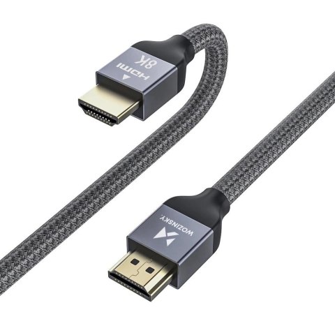 Wozinsky kabel HDMI 2.1 8K 60 Hz 48 Gbps / 4K 120 Hz / 2K 144 Hz 1 m srebrny (WHDMI-10)