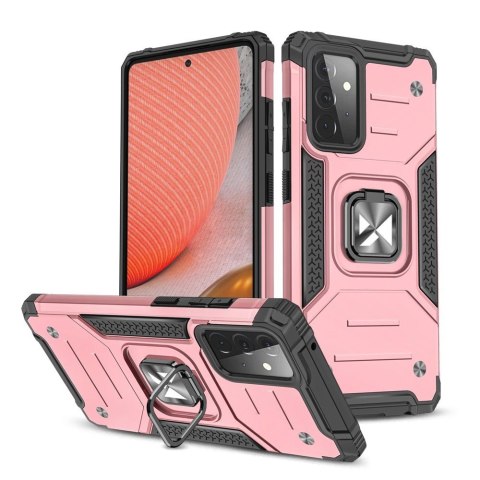 Wozinsky Ring Armor pancerne hybrydowe etui pokrowiec + magnetyczny uchwyt Samsung Galaxy A72 4G różowy