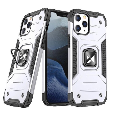 Wozinsky Ring Armor pancerne hybrydowe etui pokrowiec + magnetyczny uchwyt iPhone 13 Pro Max srebrny