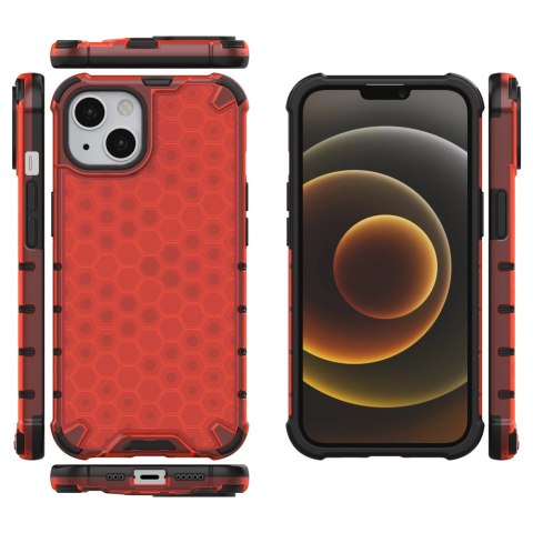 Honeycomb etui pancerny pokrowiec z żelową ramką iPhone 13 czerwony