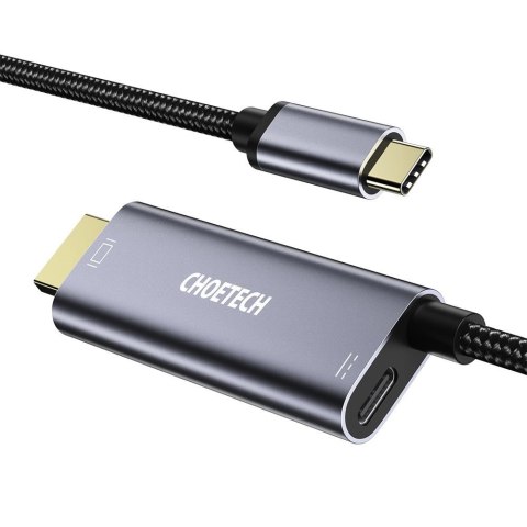 Choetech przejściówka adapter USB Typ C na HDMI 4K + USB Typ C PD do MacBook / PC 1.8m szary (XCH-M18GY)