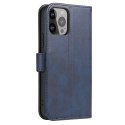 Magnet Case elegancki futerał etui pokrowiec z klapką i funkcją podstawki iPhone 13 Pro Max niebieski