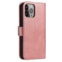 Magnet Case elegancki futerał etui pokrowiec z klapką i funkcją podstawki iPhone 13 Pro Max różowy