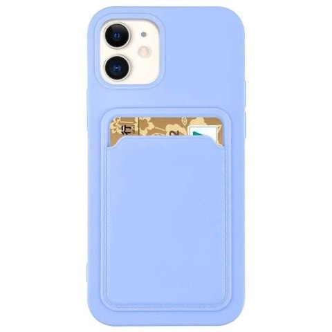 Card Case silikonowe etui portfel z kieszonką na kartę dokumenty do iPhone 13 Pro Max fioletowy