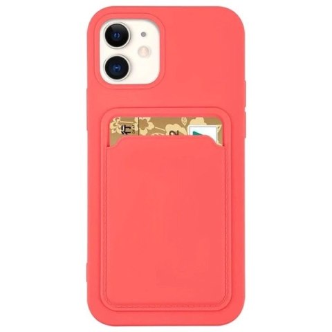 Silikonowe etui Card Case z kieszonką na kartę do iPhone 11 Pro - koralowe