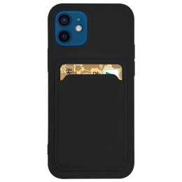 Card Case silikonowe etui portfel z kieszonką na kartę dokumenty do Samsung Galaxy A22 4G czarny