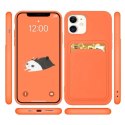 Card Case silikonowe etui portfel z kieszonką na kartę dokumenty do Xiaomi Redmi 10X 4G / Xiaomi Redmi Note 9 bordowy