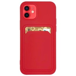 Card Case silikonowe etui portfel z kieszonką na kartę dokumenty do Xiaomi Redmi Note 10 / Redmi Note 10S czerwony