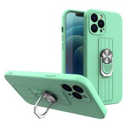 Ring Case silikonowe etui z uchwytem na palec i podstawką do Samsung Galaxy A22 4G miętowy