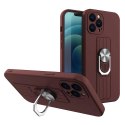 Ring Case silikonowe etui z uchwytem na palec i podstawką do iPhone 12 Pro brązowy