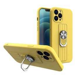 Ring Case silikonowe etui z uchwytem na palec i podstawką do iPhone 12 Pro żółty