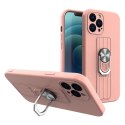 Ring Case silikonowe etui z uchwytem na palec i podstawką do iPhone 12 różowy