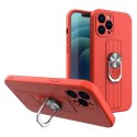 Ring Case silikonowe etui z uchwytem na palec i podstawką do iPhone 13 mini czerwony