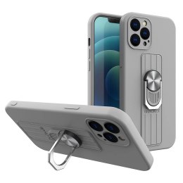 Ring Case silikonowe etui z uchwytem na palec i podstawką do iPhone 13 mini srebrny