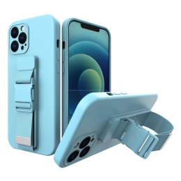 Rope case żelowe etui ze smyczą łańcuszkiem torebka smycz iPhone XR niebieski