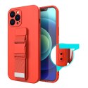 Rope case żelowe etui ze smyczą łańcuszkiem torebka smycz iPhone 12 Pro Max czerwony