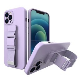 Rope case żelowe etui ze smyczą łańcuszkiem torebka smycz iPhone 12 Pro fioletowy